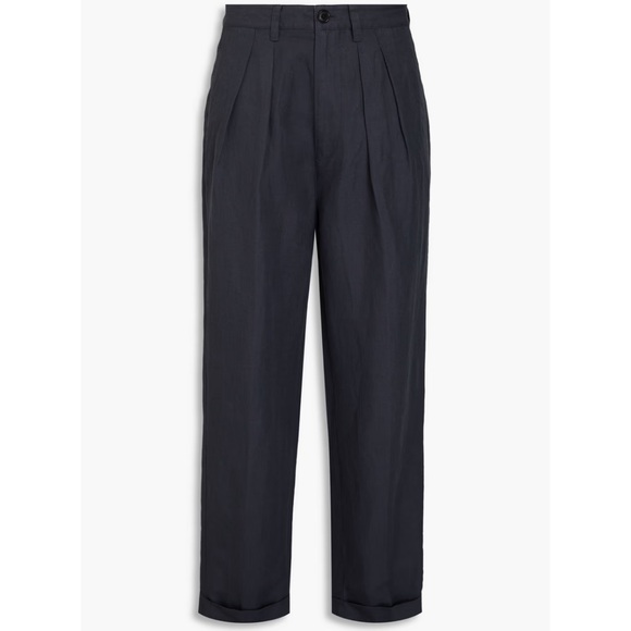NEW Alex Mill Navy Pleated Tapered cotton trouser pants women size 6 - Picture 2 of 7